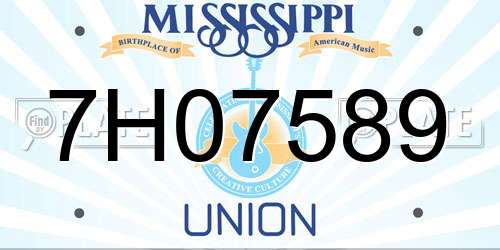 7H07589 Mississippi License Plate