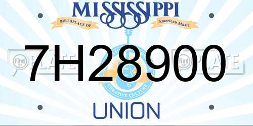 7H28900 Mississippi License Plate