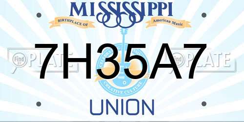 7H35A7 Mississippi License Plate