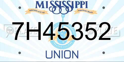 7H45352 Mississippi License Plate