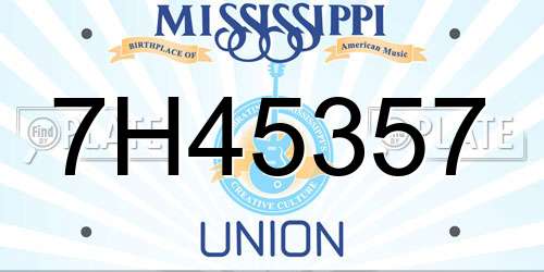 7H45357 Mississippi License Plate