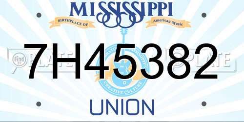 7H45382 Mississippi License Plate