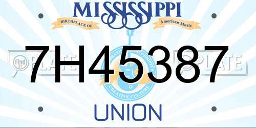 7H45387 Mississippi License Plate
