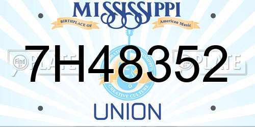 7H48352 Mississippi License Plate