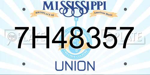 7H48357 Mississippi License Plate