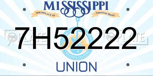 7H52222 Mississippi License Plate