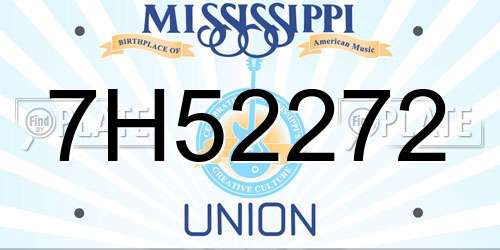 7H52272 Mississippi License Plate