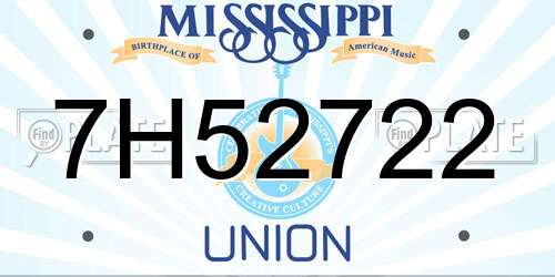 7H52722 Mississippi License Plate