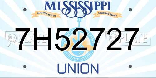 7H52727 Mississippi License Plate