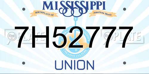 7H52777 Mississippi License Plate