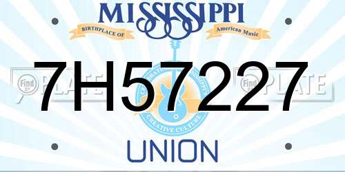 7H57227 Mississippi License Plate