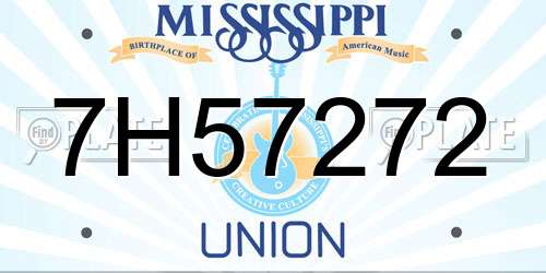 7H57272 Mississippi License Plate