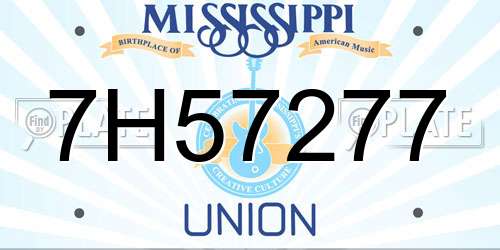 7H57277 Mississippi License Plate
