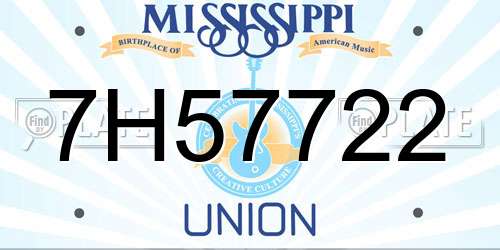 7H57722 Mississippi License Plate