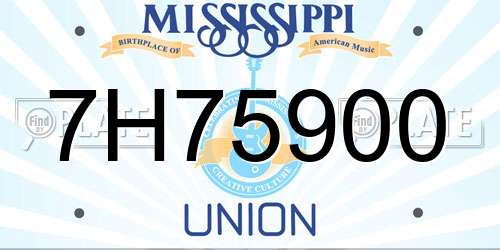 7H75900 Mississippi License Plate
