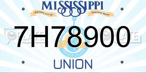 7H78900 Mississippi License Plate