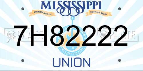 7H82222 Mississippi License Plate