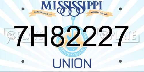 7H82227 Mississippi License Plate