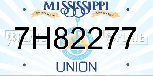 7H82277 Mississippi License Plate
