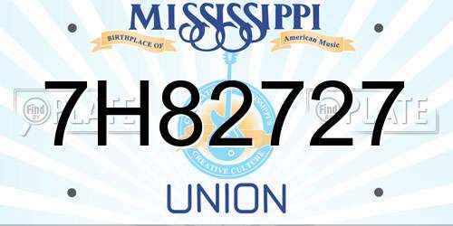 7H82727 Mississippi License Plate