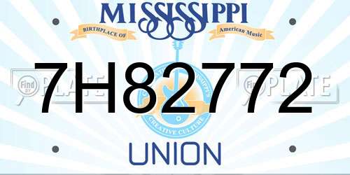 7H82772 Mississippi License Plate