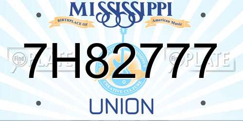 7H82777 Mississippi License Plate
