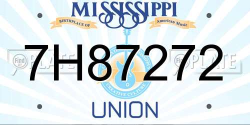 7H87272 Mississippi License Plate