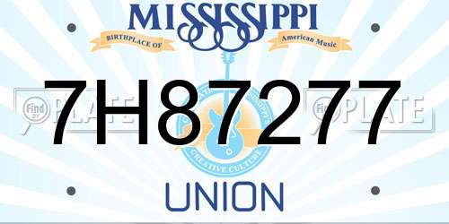 7H87277 Mississippi License Plate