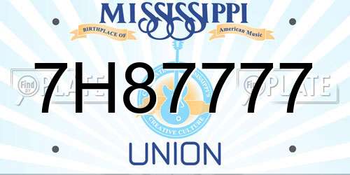 7H87777 Mississippi License Plate