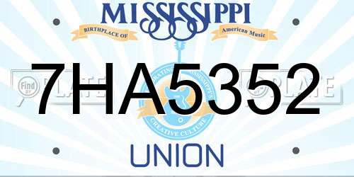 7HA5352 Mississippi License Plate