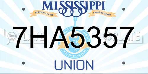 7HA5357 Mississippi License Plate