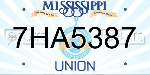 7HA5387 Mississippi License Plate