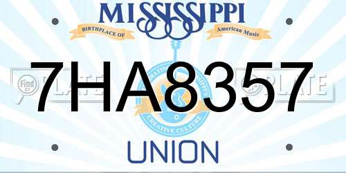 7HA8357 Mississippi License Plate