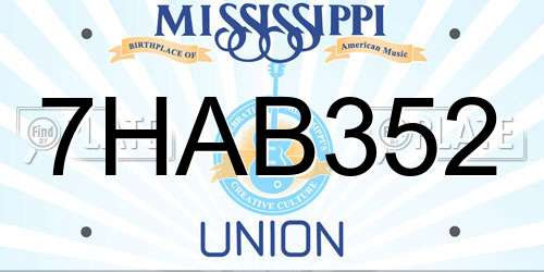 7HAB352 Mississippi License Plate