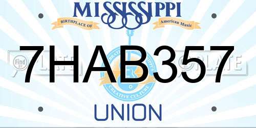 7HAB357 Mississippi License Plate