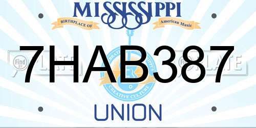7HAB387 Mississippi License Plate