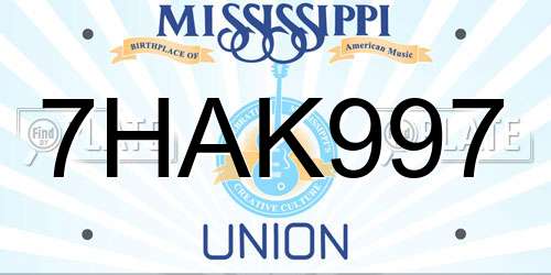 7HAK997 Mississippi License Plate