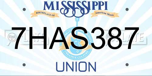 7HAS387 Mississippi License Plate