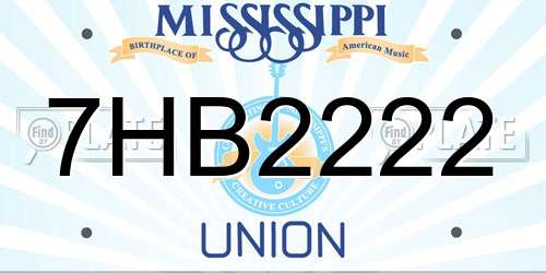 7HB2222 Mississippi License Plate