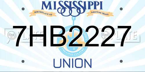 7HB2227 Mississippi License Plate
