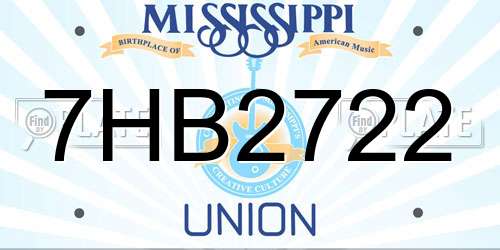 7HB2722 Mississippi License Plate