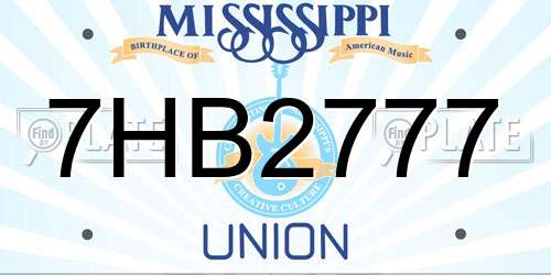 7HB2777 Mississippi License Plate