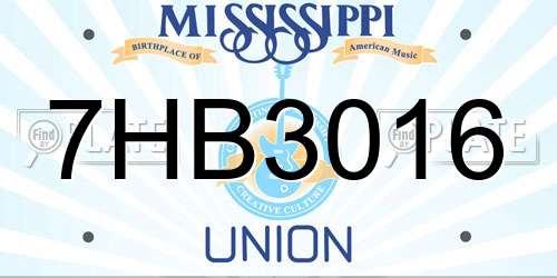 7HB3016 Mississippi License Plate