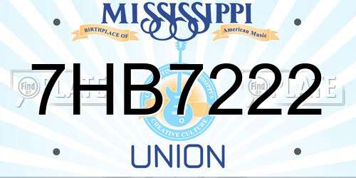 7HB7222 Mississippi License Plate