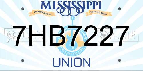 7HB7227 Mississippi License Plate