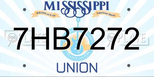 7HB7272 Mississippi License Plate