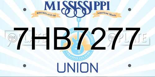 7HB7277 Mississippi License Plate