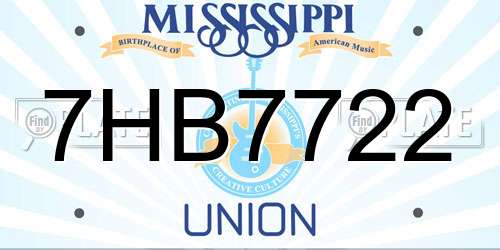 7HB7722 Mississippi License Plate