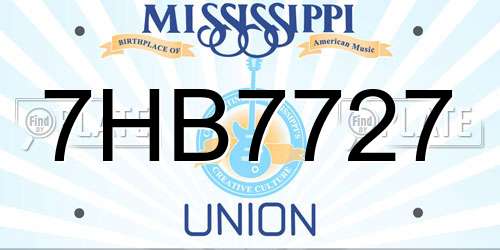 7HB7727 Mississippi License Plate