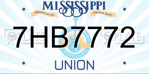 7HB7772 Mississippi License Plate